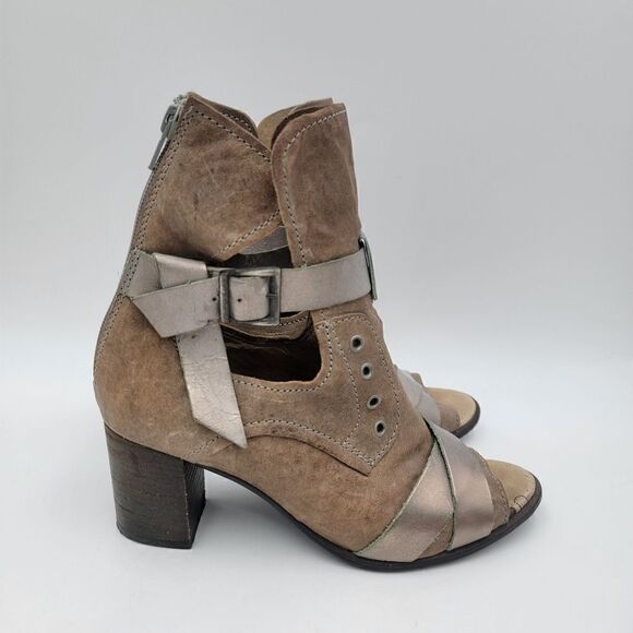 Dkode Booties Heeled Brown Tan Buckle Boots Zip Up EU 37 US 6.5 Boot Shoes Heels - Picture 2 of 15